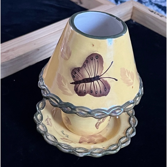 Other - Very beautiful, decorative, three-piece butterfly, tea, light candle holder